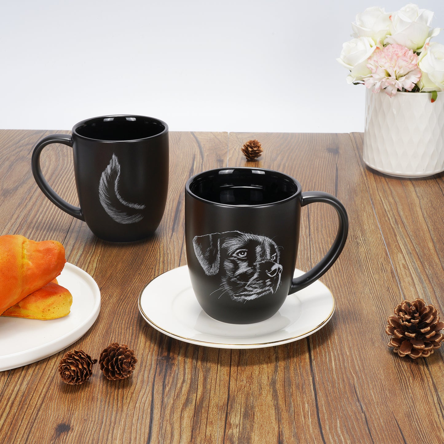 ToCooTo Dog Ceramic Coffee Mug 14oz Novelty Tea Mug Dog Lover Mug Personalized Christmas Housewarming Holiday Birthday Gifts for Men Women Mom Dad Kids Teacher and Best Friend Black