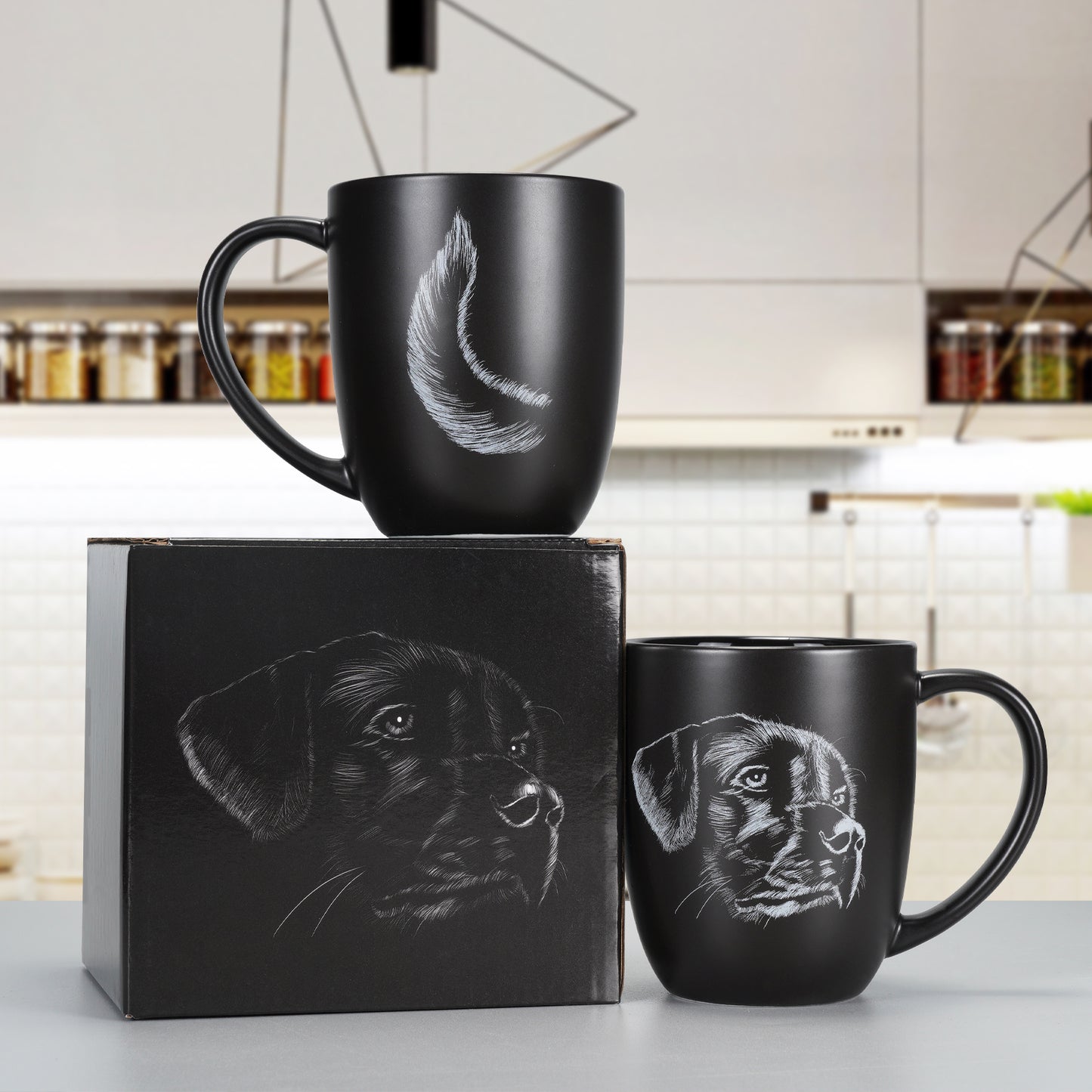 ToCooTo Dog Ceramic Coffee Mug 14oz Novelty Tea Mug Dog Lover Mug Personalized Christmas Housewarming Holiday Birthday Gifts for Men Women Mom Dad Kids Teacher and Best Friend Black