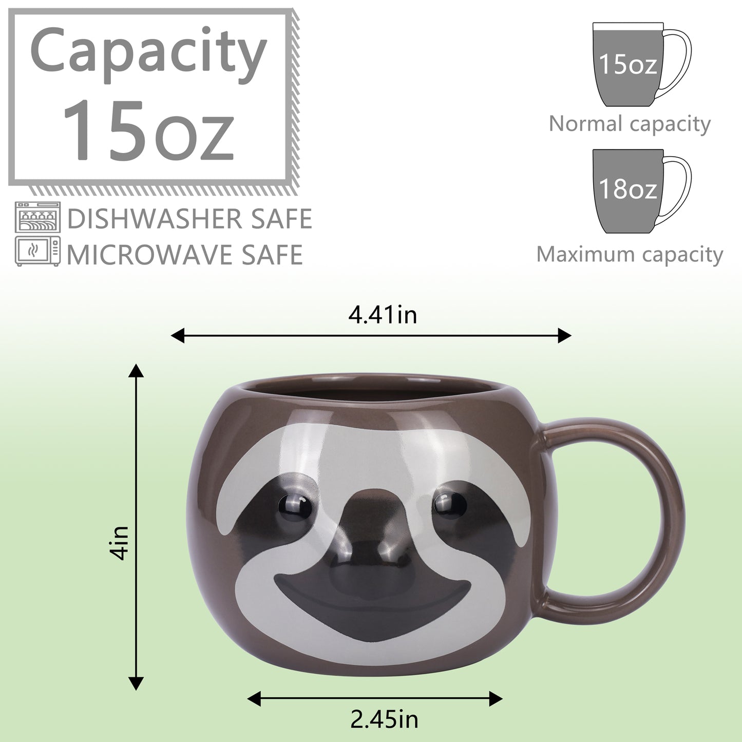 ToCooTo Sloth Mug 16 oz Ceramic Coffee Mug 3D Porcelain Tea Mug for Women Kawaii Cup Sloth Gifts for Women Christmas Gifts Housewarming Holiday Birthday Gifts for Women Men Mom Kids and Friend