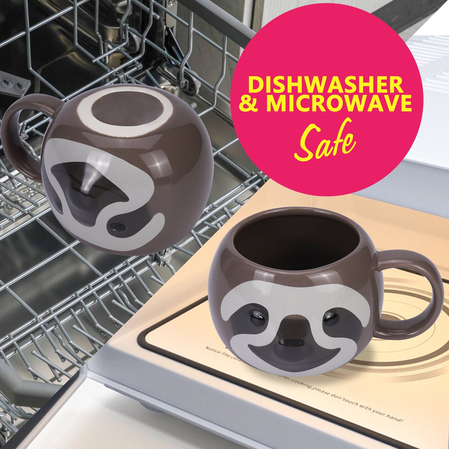 ToCooTo Sloth Mug 16 oz Ceramic Coffee Mug 3D Porcelain Tea Mug for Women Kawaii Cup Sloth Gifts for Women Christmas Gifts Housewarming Holiday Birthday Gifts for Women Men Mom Kids and Friend