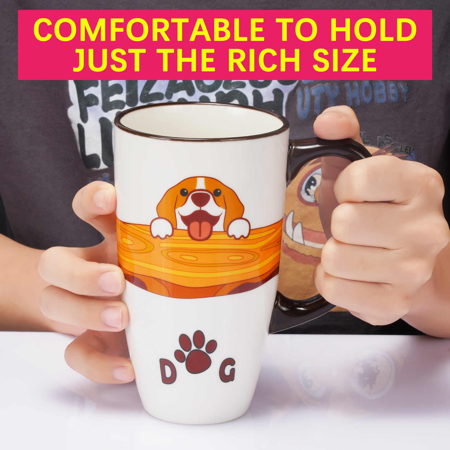 ToCooTo Ceramic Coffee Mug Porcelain Novelty Dog Mug for Dog Lover 20 oz Large Tea Mug Birthday Gifts for Women Men Mom Dad Kids Teacher and Best Friends Give for Christmas Housewarming Holiday White