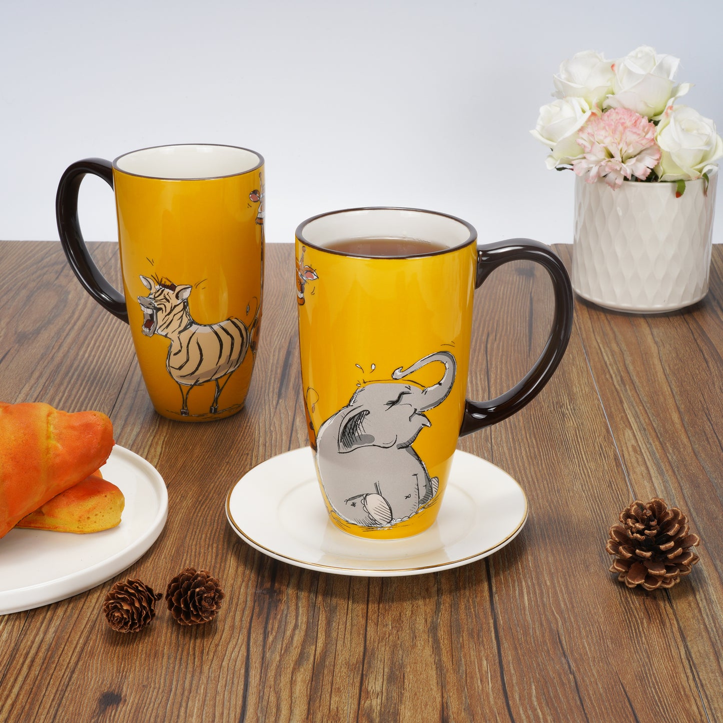 ToCooTo Ceramic Coffee Mug Porcelain Novelty Elephant Mug for Animal Lover 20 oz Large Tea Mug Birthday Gifts for Women Men Mom Dad Kids Teacher and Best Friends Give for Christmas Housewarming Holiday Yellow