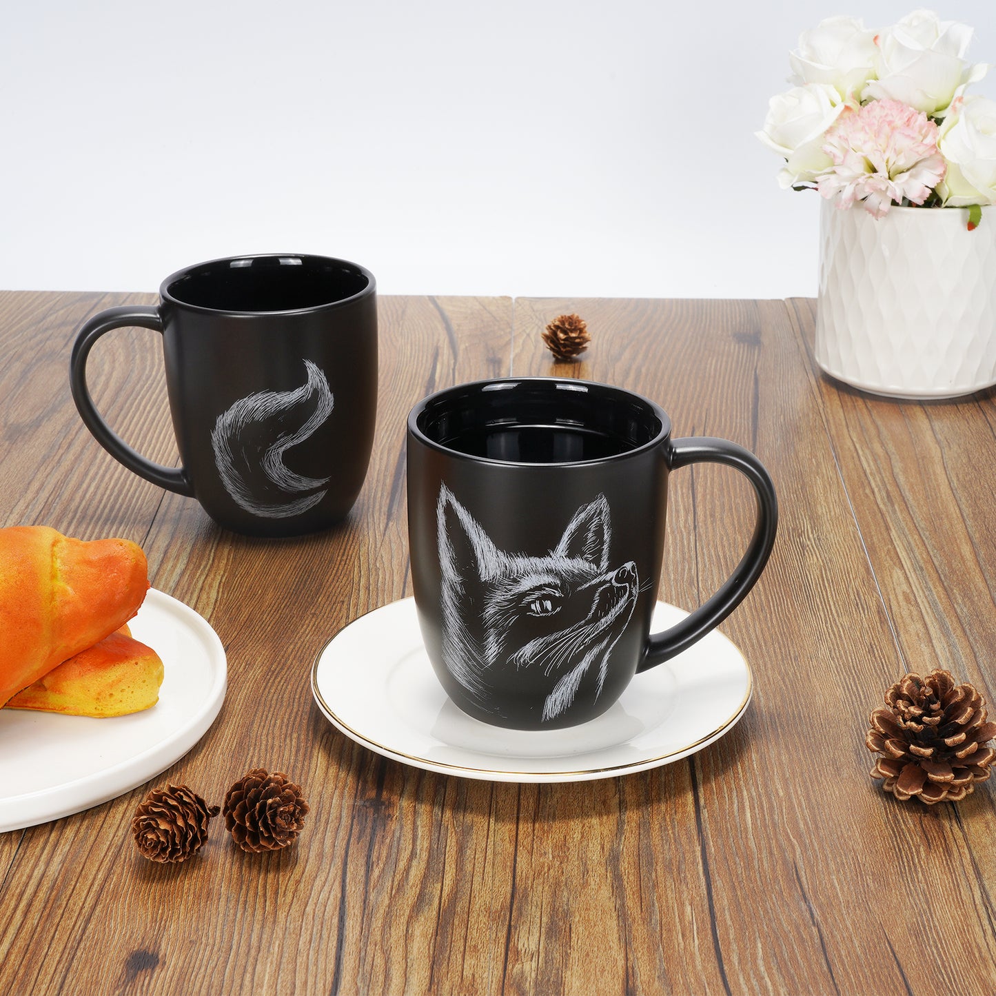 Fox Ceramic Coffee Mug 14oz Novelty Tea Mug Fox Lover Mug Personalized Christmas Housewarming Holiday Birthday Gifts for Men Women Mom Dad Kids Teacher and Best Friend Black