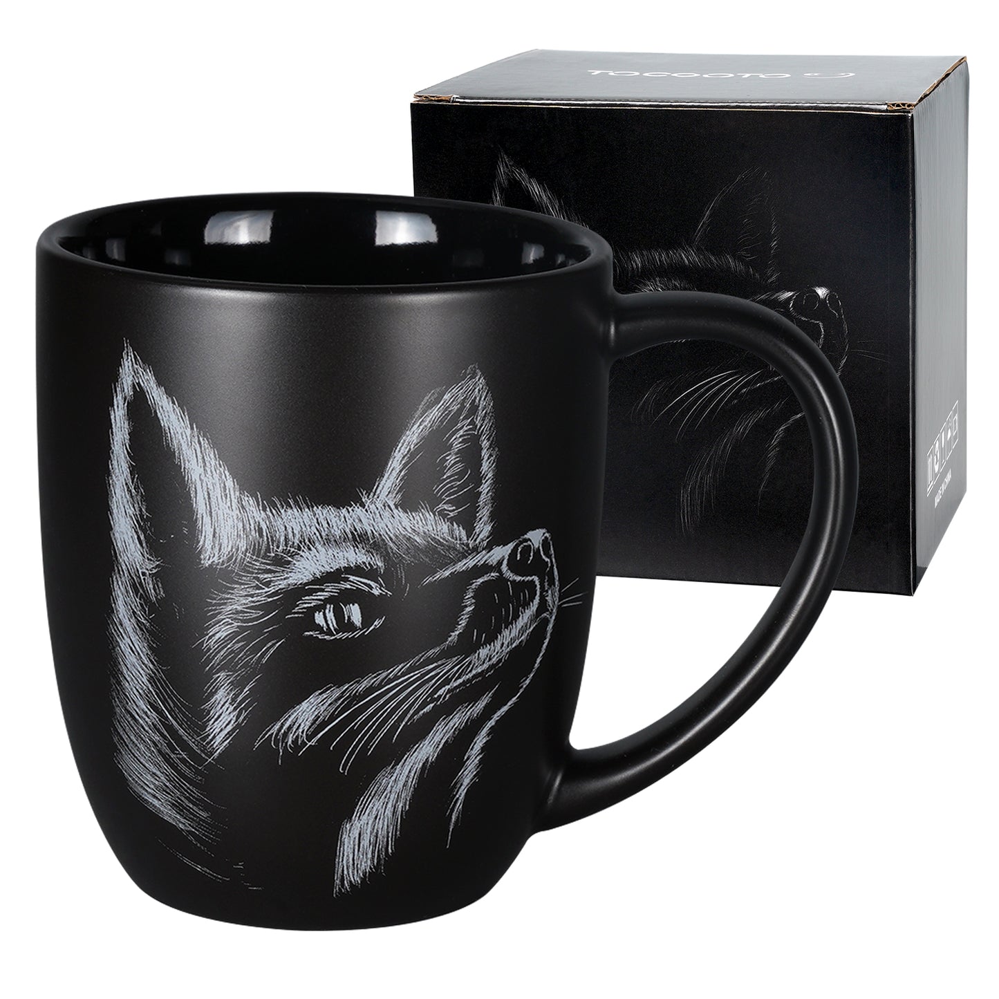 Fox Ceramic Coffee Mug 14oz Novelty Tea Mug Fox Lover Mug Personalized Christmas Housewarming Holiday Birthday Gifts for Men Women Mom Dad Kids Teacher and Best Friend Black