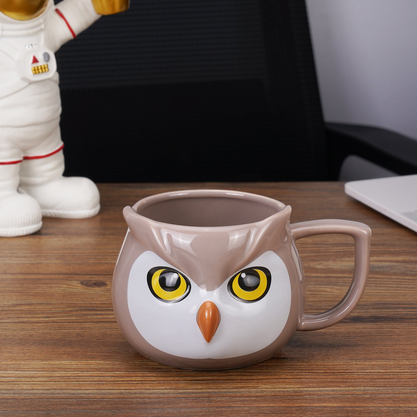 ToCooTo Owl Mug 14 oz Cute Ceramic Coffee Mug 3D Porcelain Tea Mug for Women Kawaii Cup Owl Gifts for Women Christmas Gifts Housewarming Holiday Birthday Gifts for Women Mom Kids Men and Friend Brown