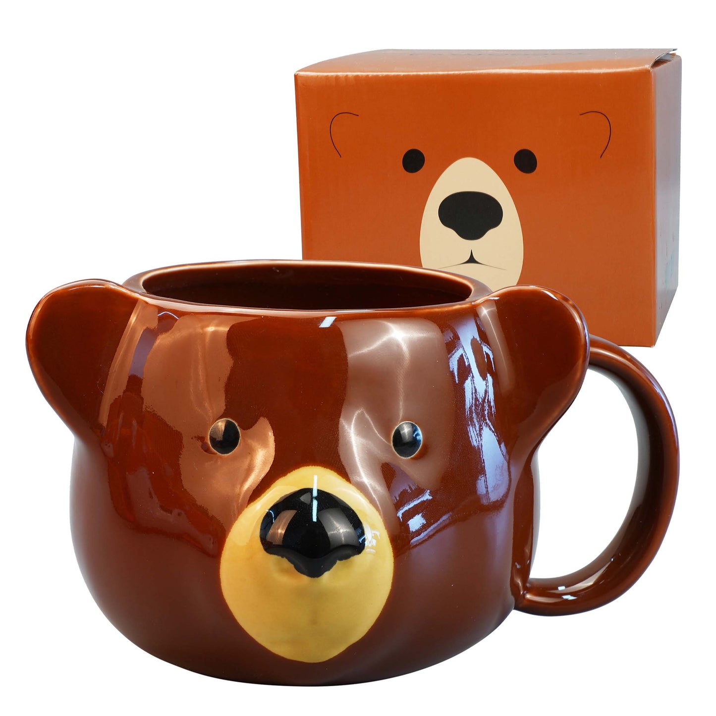 ToCooTo Bear Mug 14 oz Ceramic Coffee Mug 3D Porcelain Tea Mug for Women Kawaii Cup Bear Gifts for Women Christmas Gifts Housewarming Holiday Birthday Gifts for Women Mom Kids Men and Friend Brown