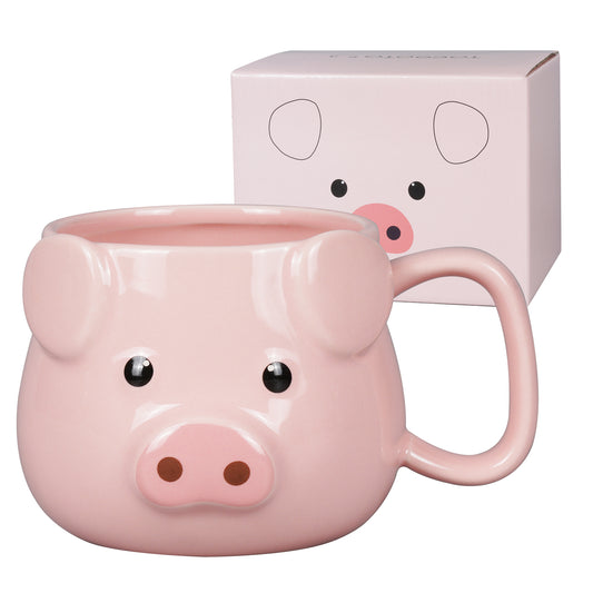 ToCooTo Pig Coffee Mug 14 oz Ceramic Novelty Coffee Mug 3D Porcelain Tea Mug for Women Christmas Housewarming Holiday Birthday Gifts for Women Mom Kids Teacher and Best Friend Pink