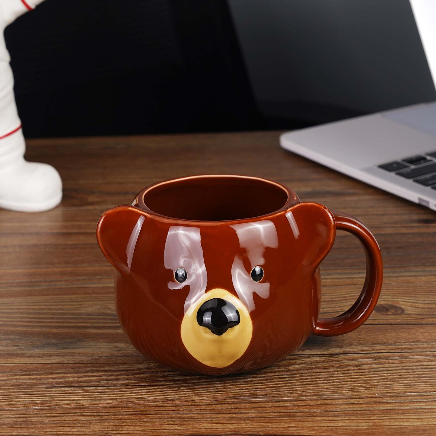 ToCooTo Bear Mug 14 oz Ceramic Coffee Mug 3D Porcelain Tea Mug for Women Kawaii Cup Bear Gifts for Women Christmas Gifts Housewarming Holiday Birthday Gifts for Women Mom Kids Men and Friend Brown