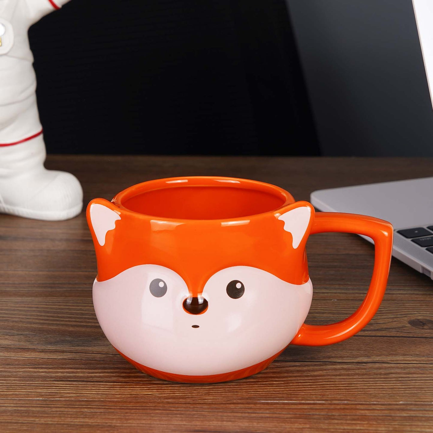 ToCooTo Fox Mug 14 oz Cute Ceramic Coffee Mug 3D Porcelain Tea Mug for Women Kawaii Cup Fox Gifts for Women Christmas Gifts Housewarming Holiday Birthday Gifts for Women Mom Kids Men Friend Orange